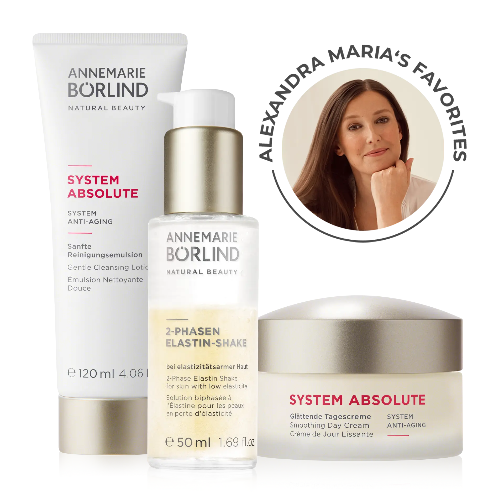 ANNEMARIE BÖRLIND „Alexandra Maria’s Favorites“ Set mit 2-Phasen Elastin-Shake und System Absolute Pflege