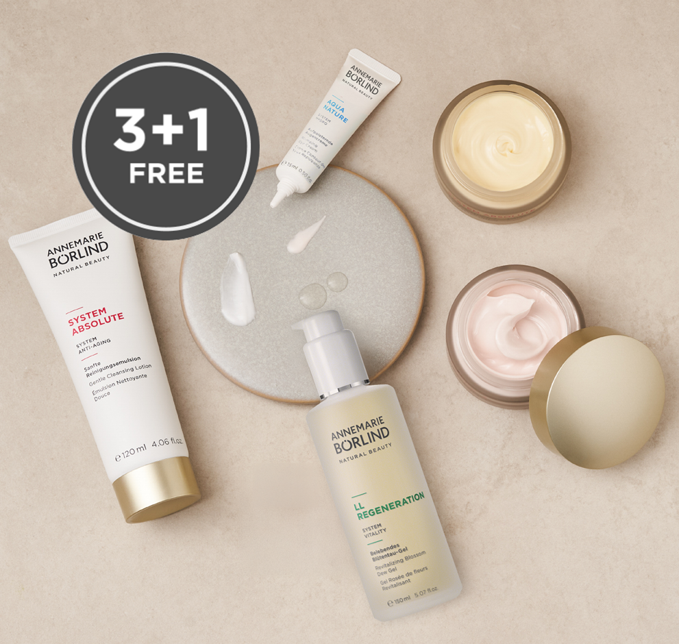 ANNEMARIE BÖRLIND 3+1 offer – buy four premium skincare products, pay for only three. Shop now!